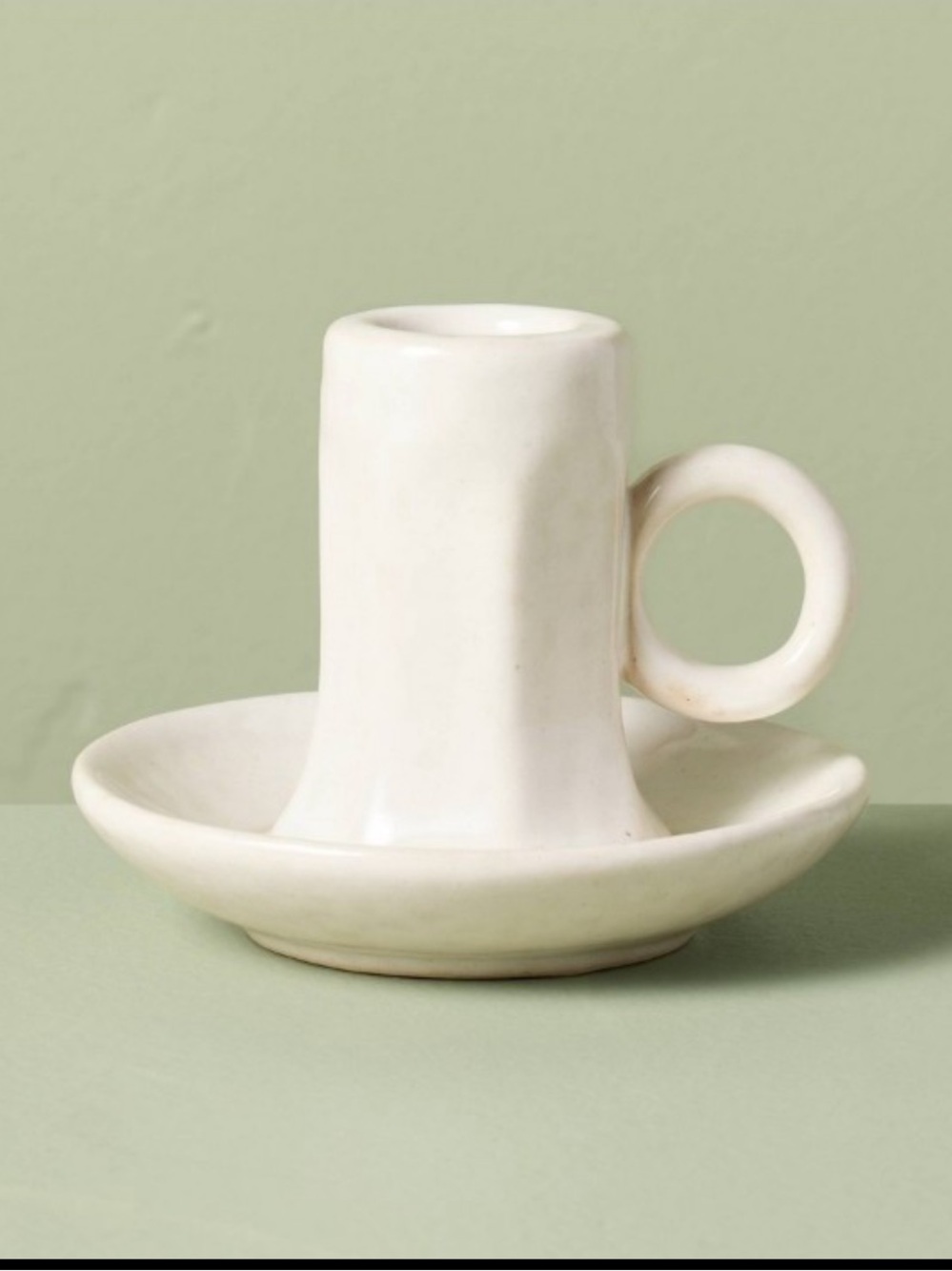 Hearth & Hand with Magnolia - 3"x 4" Faceted Ceramic Taper Candle Holder Cream